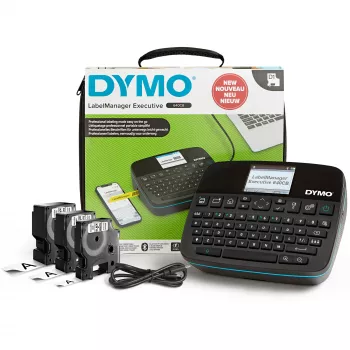 DYMO LabelManager Executive 640 CB pārnēsājamais etiķešu printera komplekts ar nēsāšanas somiņu un 3 etiķešu kasetēm | Kompakta QWERTY etiķešu veidotājs | Bluetooth un USB savienojamība | Savietojams ar D1 etiķetēm