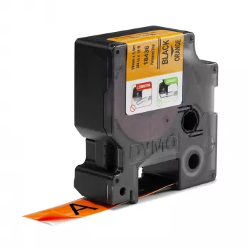 DYMO Rhino industriālās vinila uzlīmes | 19 mm x 5,5 m | melna druka uz oranžas | pašlīmējošas | Rhino un LabelManager uzlīmju printeriem