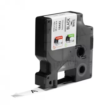 DYMO Rhino industriālās vinila uzlīmes | 9 mm x 5,5 m | Melna druka uz balta | Pašlīmējošas | Rhino un LabelManager etiķešu printeriem