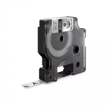 DYMO Rhino Industrial pastāvīgās poliestera uzlīmes | 9 mm x 5,5 m | melna druka uz metāliska | pašlīmējošas | Rhino un LabelManager uzlīmju veidotājiem