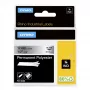 DYMO Rhino Industrial Permanent Polyester Labels | 12mm x 5.5m | Melns Print on Metallic | for Rhino & LabelManager Label Makers
