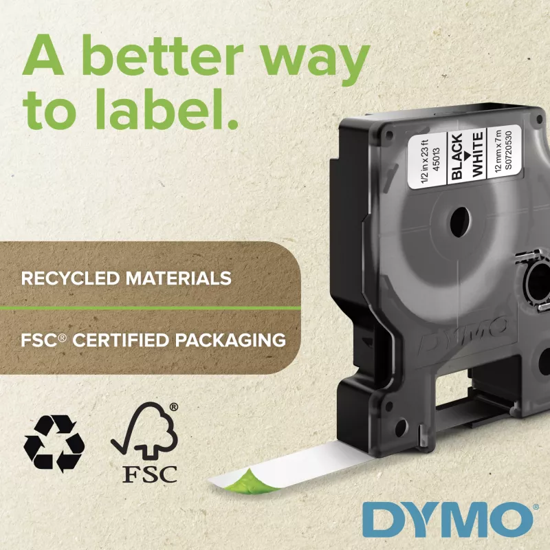 DYMO Rhino Industrial Permanent Polyester Labels | 9 mm x 5.5 m | Melns Print on Clear | Self-Adhesive | for LabelManager & Rhino Label Makers