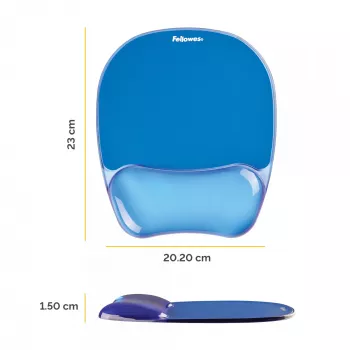 Fellowes peles paliktnis ar plaukstas balstu - Crystals gēla peles paliktnis ar neslīdošu gumijas pamatni - ergonomisks peles paliktnis datoram, klēpjdatoram, lietošanai mājas birojā - saderīgs ar lāzera un optiskajām pelēm - zils