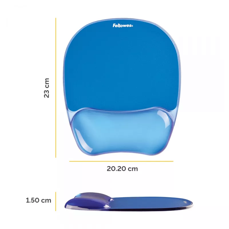 Fellowes peles paliktnis ar plaukstas balstu - Crystals gēla peles paliktnis ar neslīdošu gumijas pamatni - ergonomisks peles paliktnis datoram, klēpjdatoram, lietošanai mājas birojā - saderīgs ar lāzera un optiskajām pelēm - zils