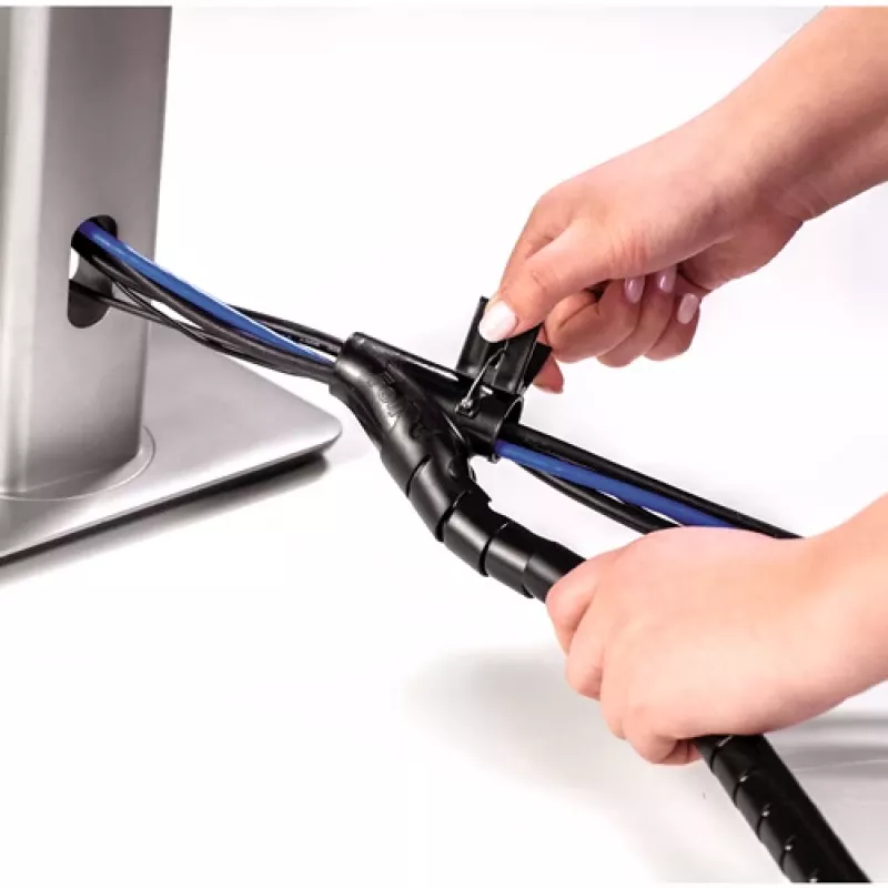 Fellowes CableZip - melns, kabeļu uzmava, galds, melns