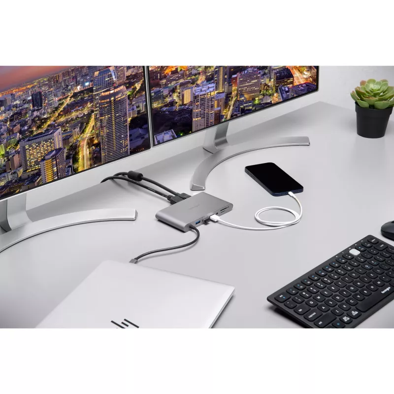 Kensington UH1440P USB-C 5Gbps Dual Video Driverless Mobile Dock – 85W Pass-Through Power – DP/HDMI/VGA