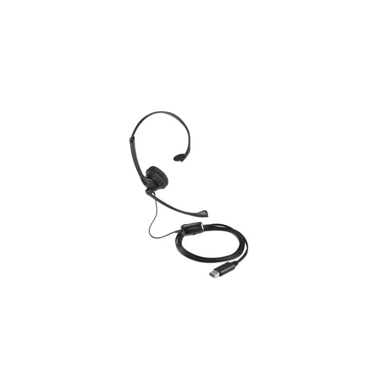 Kensington USB Mono austiņas ar vadu vadības ierīcēm, vadu, biroja/zvanu centram, austiņas, melnas