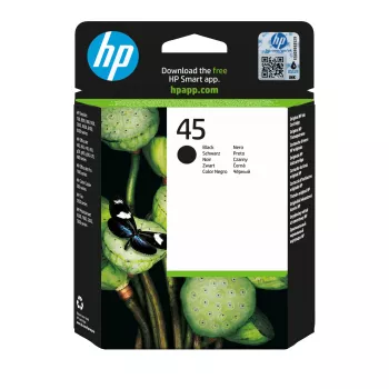 HP 45 liela ietilpība, melns oriģinālā tintes kasetne, melna, 1 gab., 930 lappuses