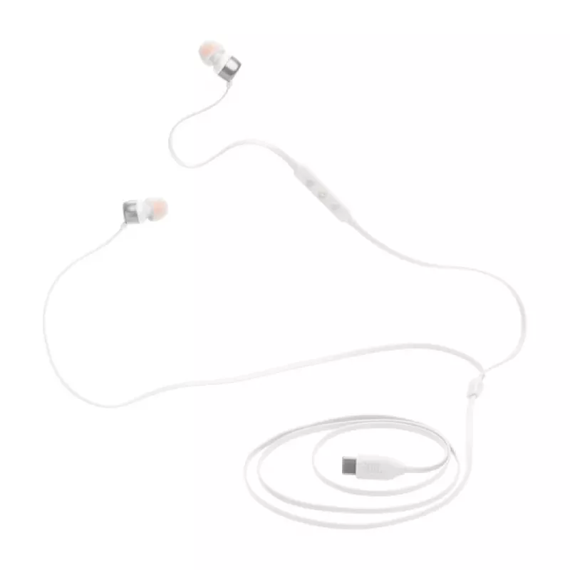 JBL Tune 310C austiņas ar vadu, ievietojamas, zvaniem/mūzikai, USB Type-C, baltas