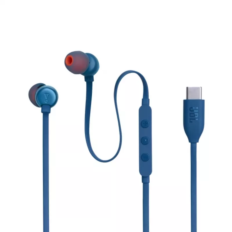JBL Tune 310C USB austiņas ar vadu Ievietojamās Zvani/mūzika USB Tipa-C Zila