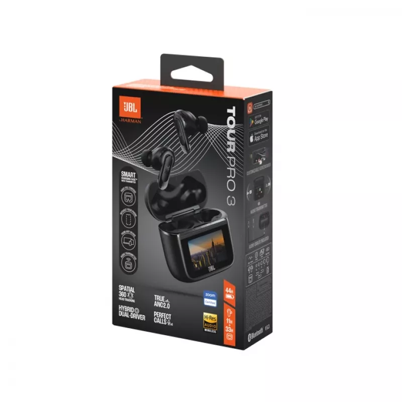 JBL Tour Pro 3 austiņas bezvadu ievietojamas Zvani/Mūzika/Sports/Ikdiena Bluetooth melns