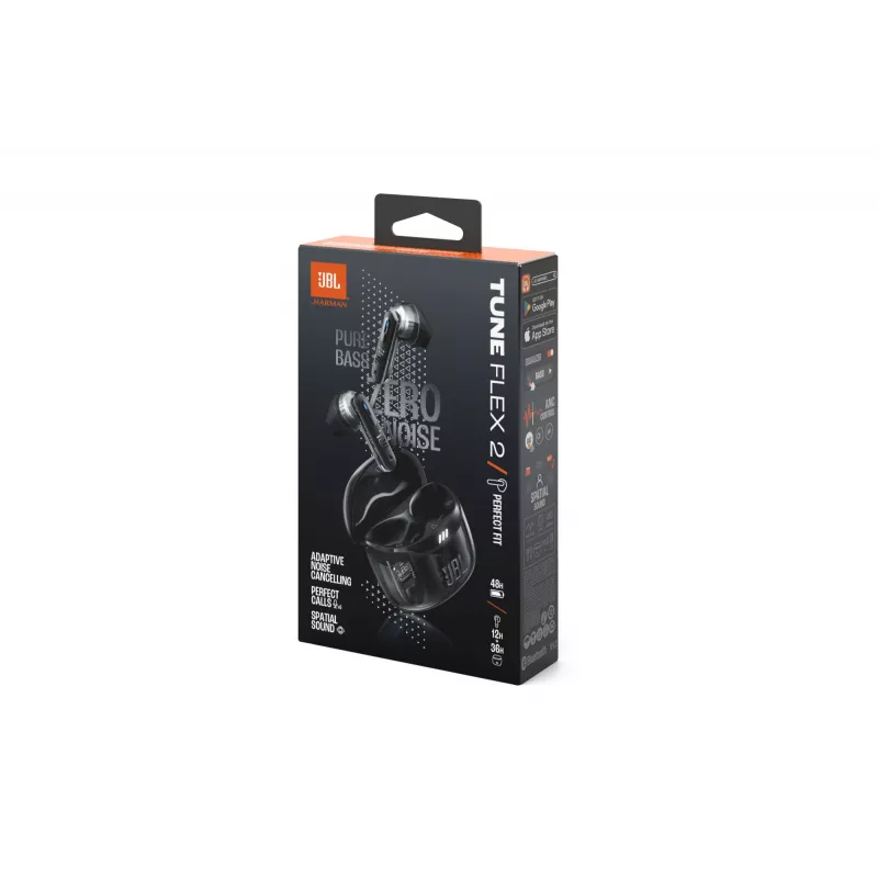 JBL Tune Flex 2 Ghost Edition austiņas True Wireless Stereo (TWS) Ievietojamas sarunām/mūzikai Bluetooth Melns