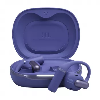 Austiņas JBL Sense Pro TWS auss āķis, Bluetooth, USB-C uzlādes statīvs, 20–40000 Hz, zila, 95,2 g