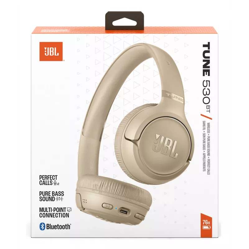 JBL Tune 530BT austiņas bezvadu galvas lente zvaniem/mūzikai USB Type-C Bluetooth bēša