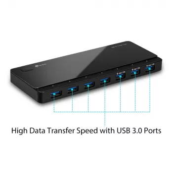 TP-Link UH700 interfeisa centrmezgls USB 3.2 Gen 1 (3.1 Gen 1) Micro-B 5000 Mbit/s Melns