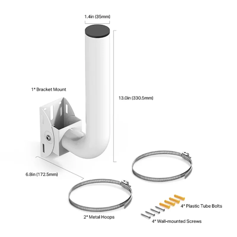 TP-Link Omada staba/sienas stiprinājuma komplekts āra piekļuves punktam, WLAN piekļuves punkta stiprinājums, Balta, Nerūsējošais tērauds, TP-Link, 400 g, 1 gab.