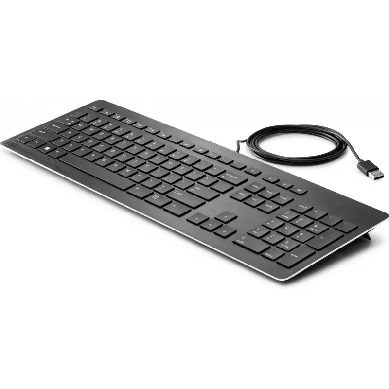 HP USB Premium klaviatūra, pilna izmēra (100%), vadu, USB, membrānas, melna