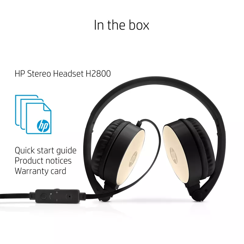 HP Stereo Headset H2800 (melns ar zīda zeltu), vadu, zvani/mūzika, 125 g, austiņas, melns, zelts