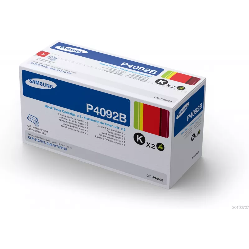 Toneru kasetņu 2 iepakojums, Samsung CLT-P4092B, melns, 1500 lpp. katrai kasetnei