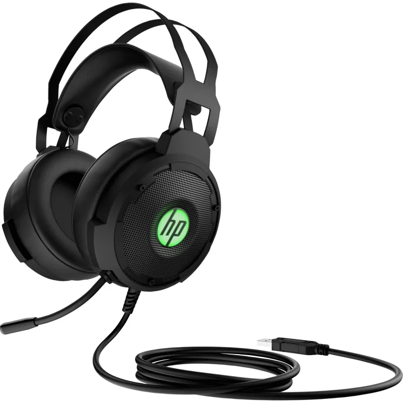 HP Pavilion Gaming Headset 600, vadu, spēlēm, 360 g, austiņas, melnas, zaļas