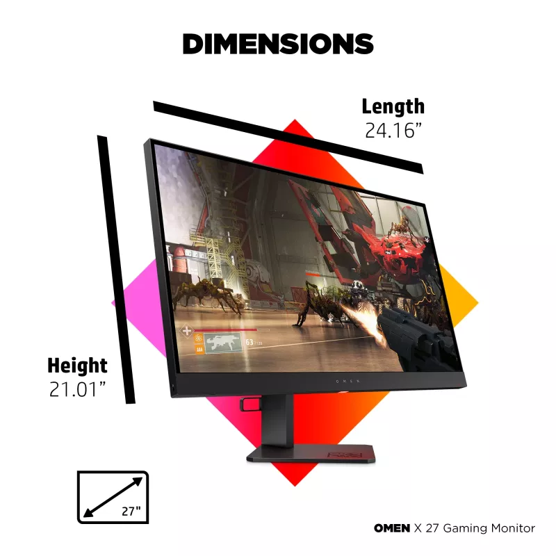 HP OMEN X 27 datora monitors 68.6 cm (27 collas) 2560 x 1440 pikseļi Quad HD Melns (atjaunota prece)