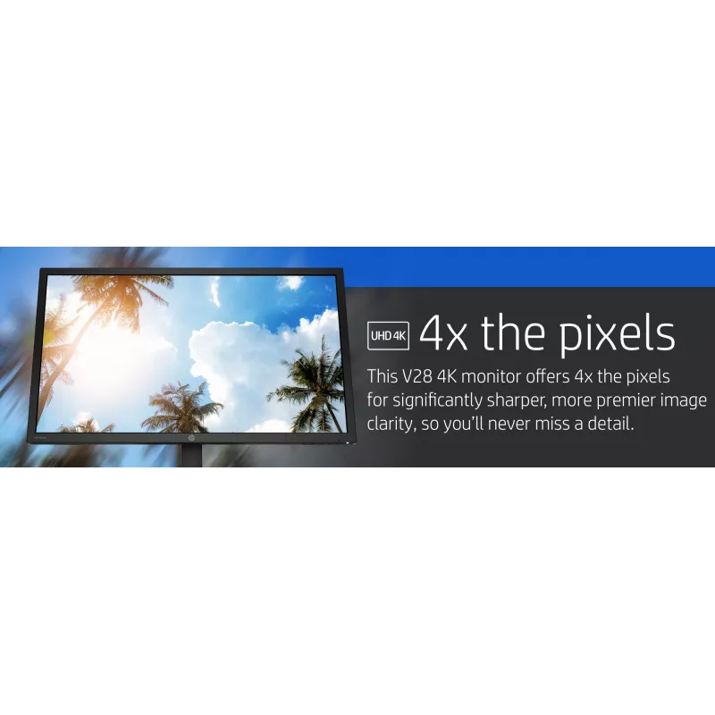 HP V28 datora monitors 71,1 cm (28 collas) 3840 x 2160 pikseļi 4K Ultra HD LED melns