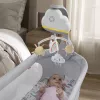 Fisher-Price Rainbow Showers Bassinet to Bedside Mobile, gultiņa, skaņa, naktslampiņa, iebūvēts taimeris, audums, plastmasa