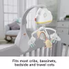 Fisher-Price Rainbow Showers Bassinet to Bedside Mobile, gultiņa, skaņa, naktslampiņa, iebūvēts taimeris, audums, plastmasa