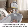 Fisher-Price Rainbow Showers Bassinet to Bedside Mobile, gultiņa, skaņa, naktslampiņa, iebūvēts taimeris, audums, plastmasa
