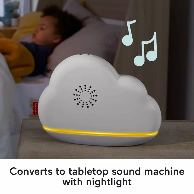 Fisher-Price Rainbow Showers Bassinet to Bedside Mobile, gultiņa, skaņa, naktslampiņa, iebūvēts taimeris, audums, plastmasa