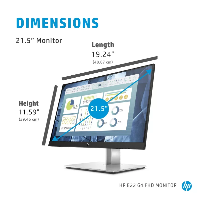 HP E-Series E22 G4 datora monitors 54,6 cm (21,5 ″) 1920 x 1080 pikseļi Full HD LCD Melns, Sudraba