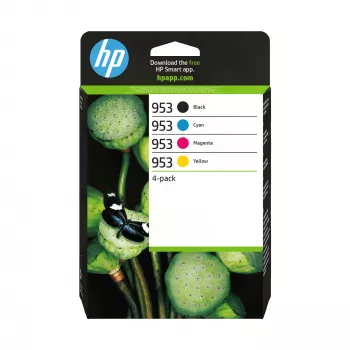 HP 953 4-pack Melns/Ciāna/fuksīnas/Dzeltens Oriģinālās tintes kasetnes