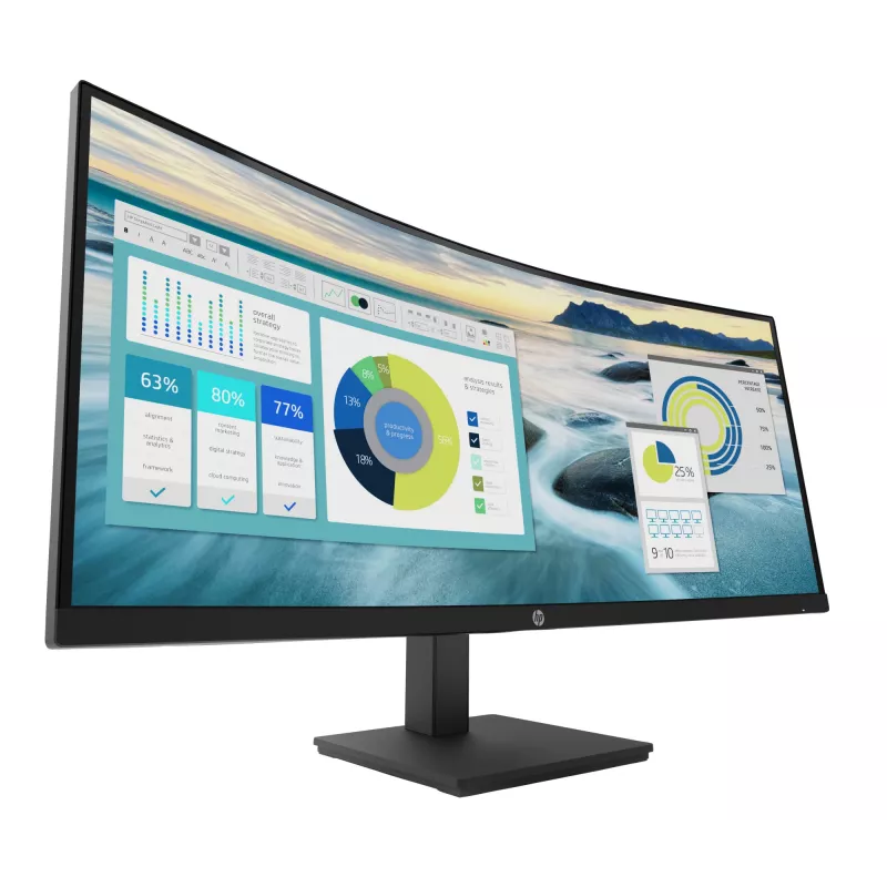 HP P34hc G4 WQHD USB-C izliekts monitors, 86,4 cm (34 collas), 3440 x 1440 pikseļi, Wide Quad HD, LCD, 5 ms, melns