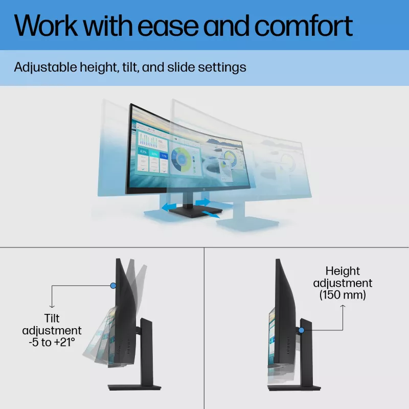 HP P34hc G4 WQHD USB-C izliekts monitors, 86,4 cm (34 collas), 3440 x 1440 pikseļi, Wide Quad HD, LCD, 5 ms, melns
