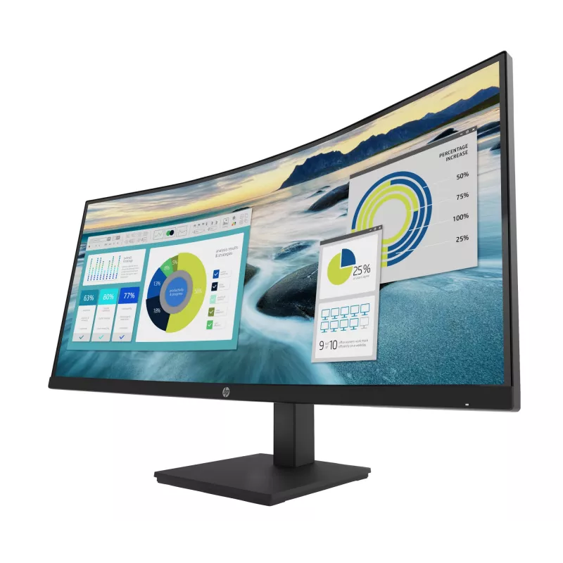 HP P34hc G4 WQHD USB-C izliekts monitors, 86,4 cm (34 collas), 3440 x 1440 pikseļi, Wide Quad HD, LCD, 5 ms, melns