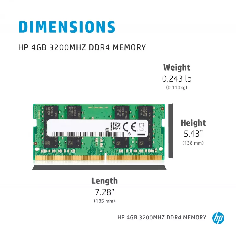 HP 286H5AA atmiņas modulis 4 GB 1 x 4 GB DDR4 260-pin SO-DIMM
