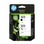 HP 305 2-Pack Tri-color/Melns Oriģināls tintes kasetne, Melns, ciāna, fuksīna, dzeltena, Dye-based ink, pigmenta tinte, 2 gab., 120 lapas, 100 lapas