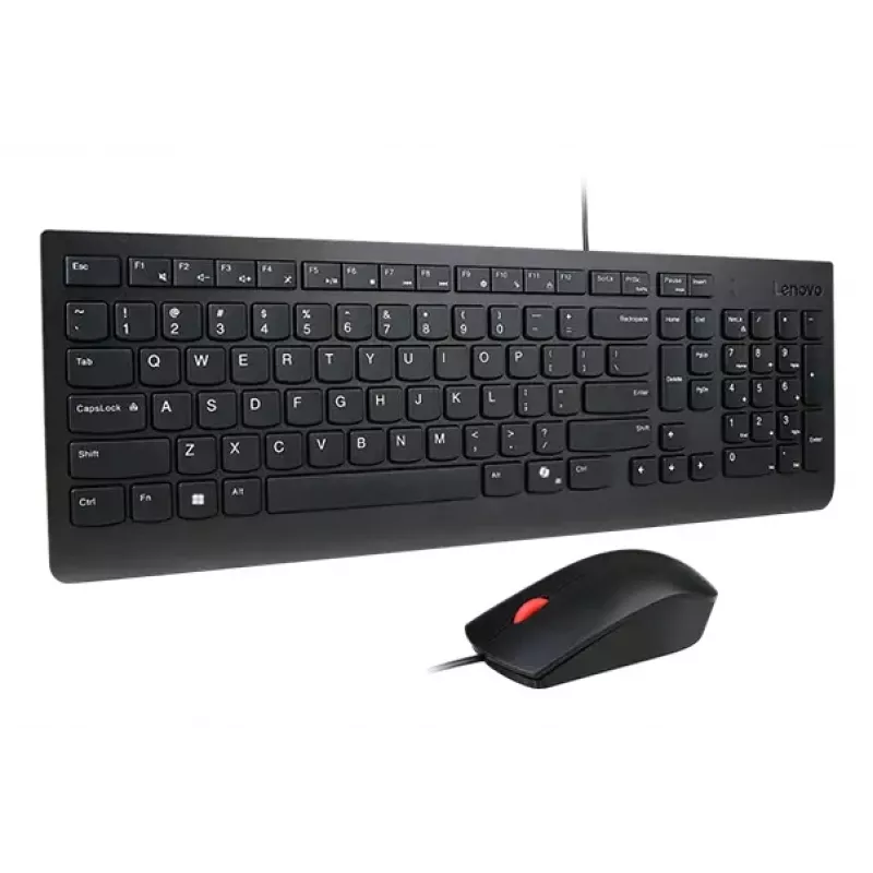Vadu pilnizmēra USB tastatūras un peles komplekts Lenovo 4X31R64409 — 100% izkārtojums, 1,8 m kabelis, melns, dāņu