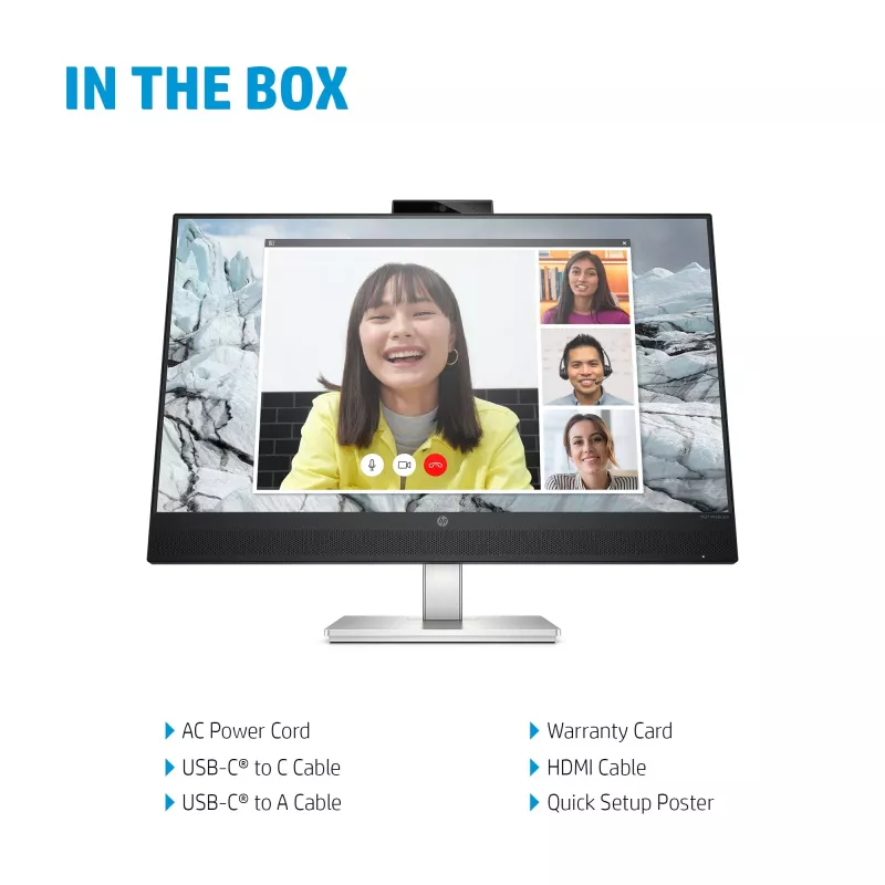 HP E27m G4 QHD USB-C konferenču monitors, 68,6 cm (27 collas), 2560 x 1440 pikseļi, Quad HD, LCD, 5 ms, melns, sudrabains