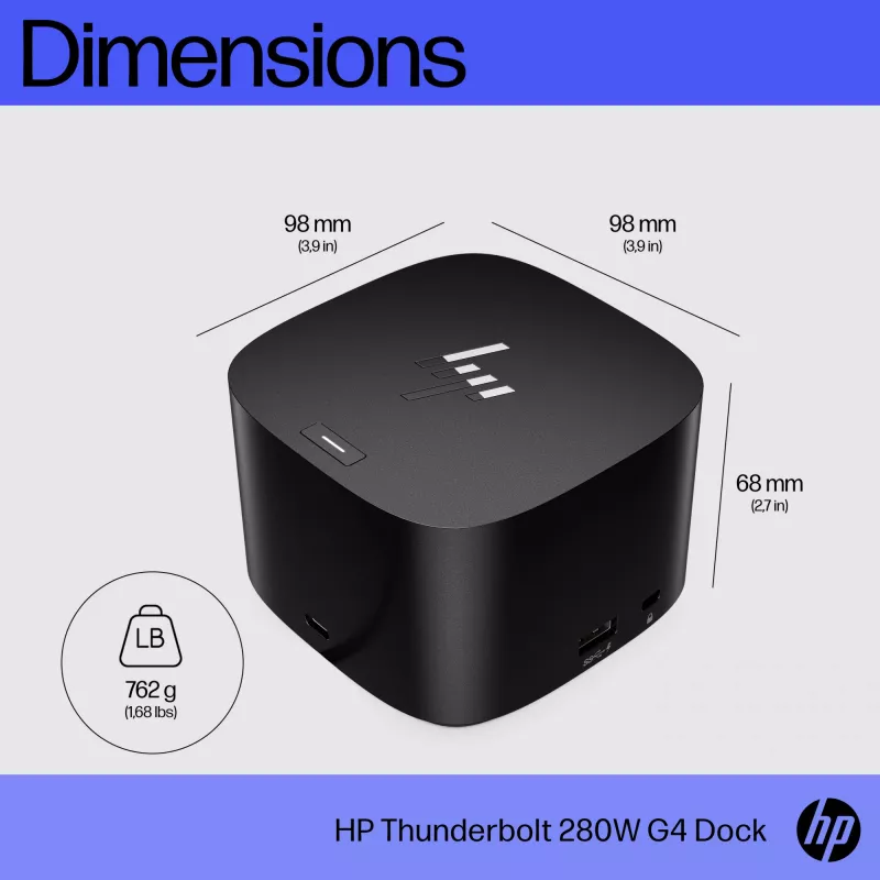 HP Thunderbolt Dock 280W G4 vadu dokstacija Thunderbolt 4, melna