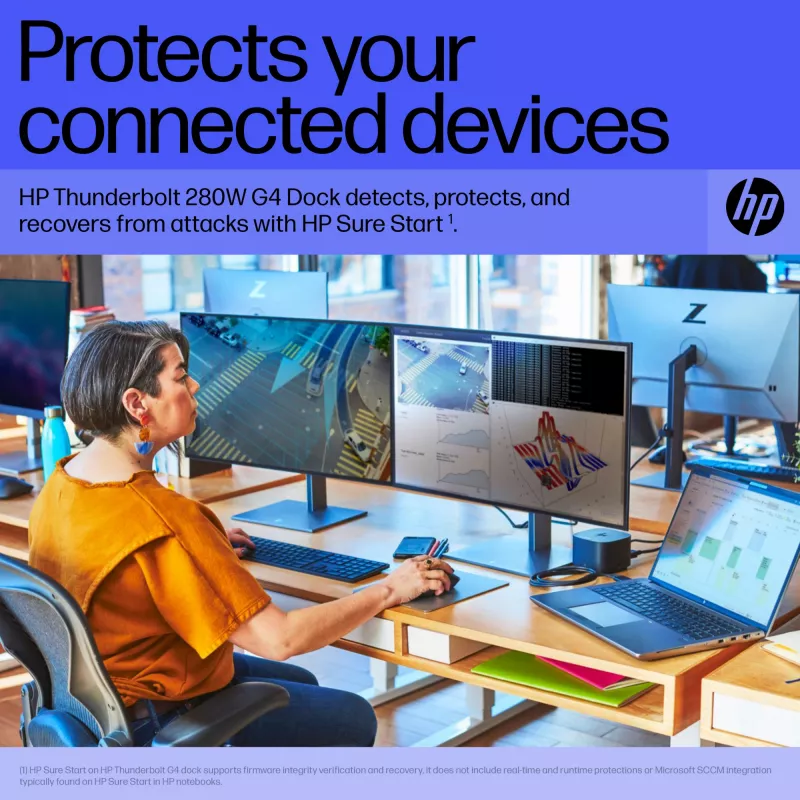 HP Thunderbolt Dock 280W G4 vadu dokstacija Thunderbolt 4, melna