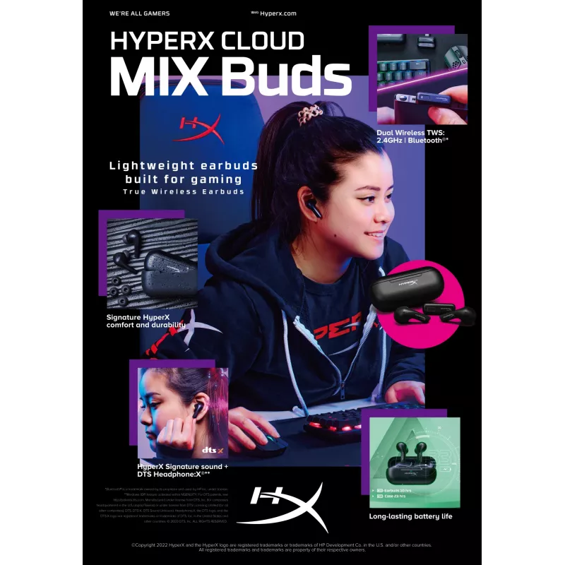 HyperX Cloud MIX Buds bezvadu austiņas (melnas)
