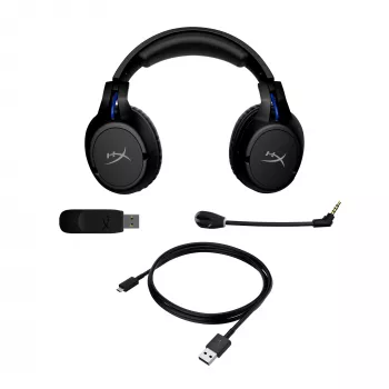 HyperX Cloud Flight - bezvadu spēļu austiņas (melnas-zilas) - PS5-PS4