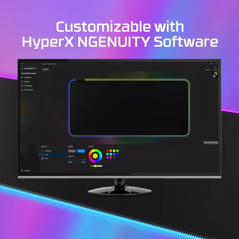 HyperX Pulsefire Mat - RGB spēļu peļu paliktnis - audums (XL)