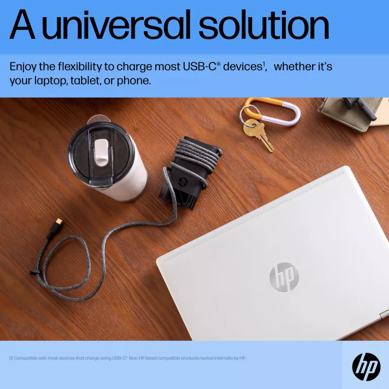 HP USB-C 65 W portatīvā datora lādētājs, portatīvais dators, iekštelpām, 90 V, 65 W, 5–20 V, 1,6 A