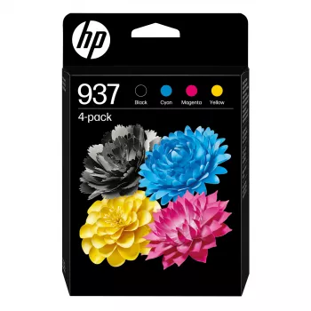 Tintes kasetne HP 937 CMYK 4-pack melna ciāna fuksīna dzeltena