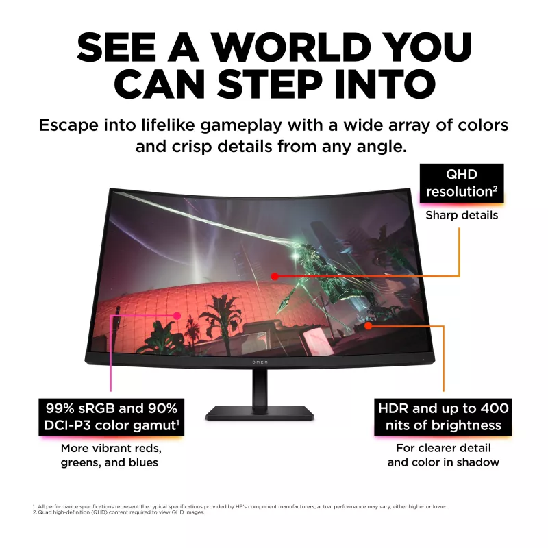 OMEN by HP 31,5 collu QHD 165 Hz izliekts spēļu monitors - OMEN 32c
