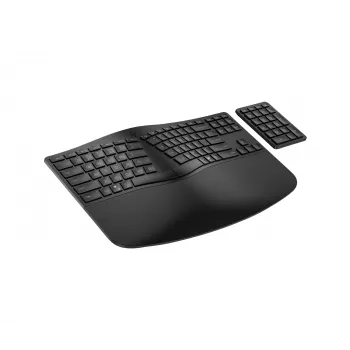 HP 965 Ergonomiskā bezvadu tastatūra, pilna izmēra (100%), bezvadu, RF + Bluetooth, membrāna, melna