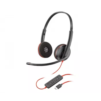 Austiņas POLY Melnswire C3220 Stereo USB-C ar pārnēsāšanas somiņu