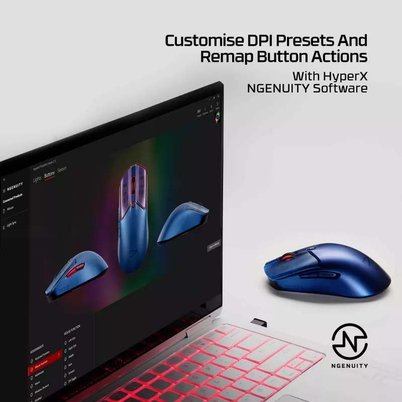 Bezvadu spēļu pele HP HyperX Pulsefire Haste 2 S Navy 64g Li-Ion